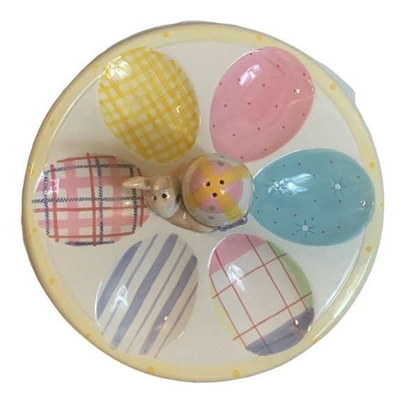 Fitz And Floyd Easter Bunny Rabbit A Good Egg Salt Pepper Shakers Serving Plate - Picture 7 of 9